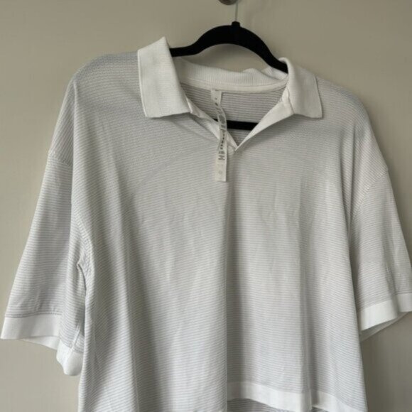 Lululemon Women White Swiftly Tech Relaxed-Fit Polo Shirt Plus Size 14 - Picture 4 of 11